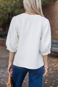 Free To Be Cream Textured Blouse