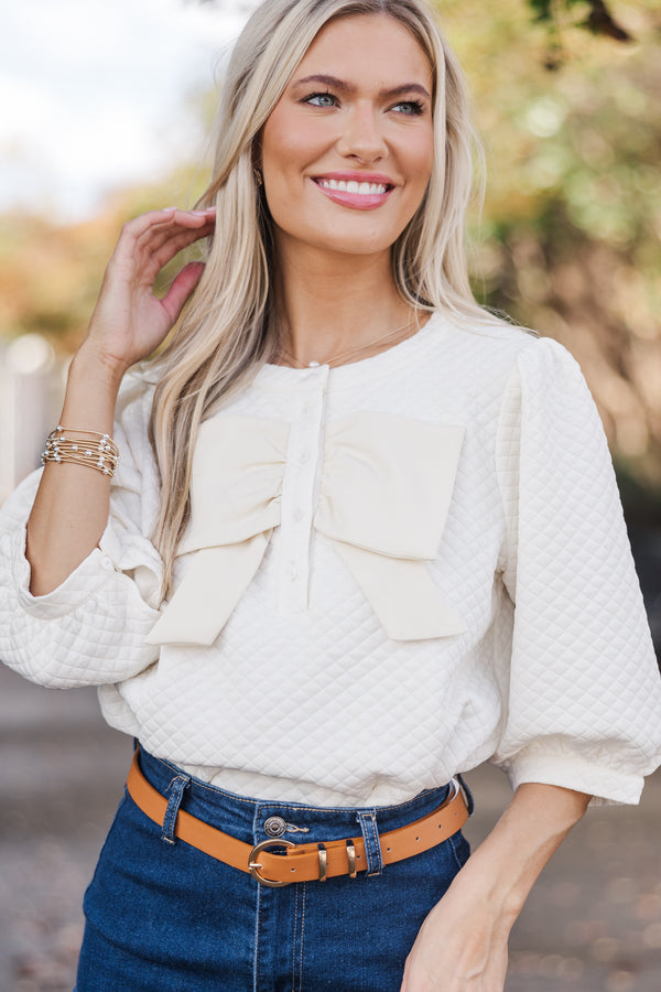 Free To Be Cream Textured Blouse