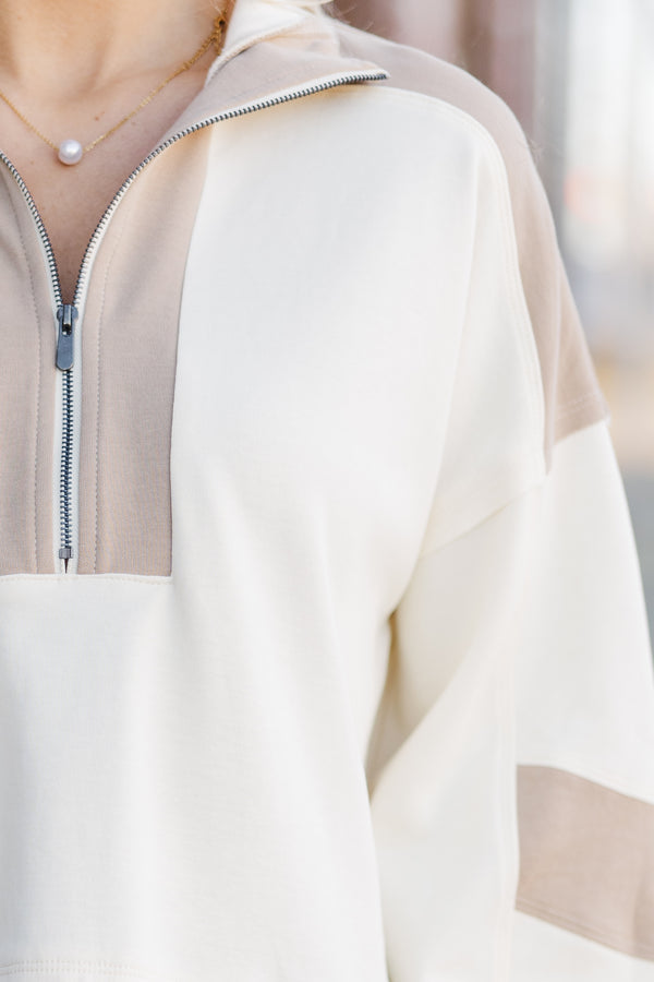 Where To Go Cream Colorblock Pullover