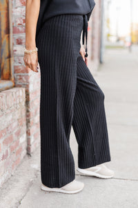 See It Through Black Ribbed Pants