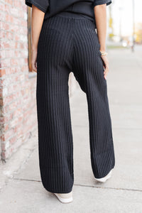 See It Through Black Ribbed Pants