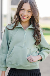 Girls: Always Direct Sage Green Pullover