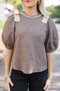 Best Of You Brown Tweed Blouse