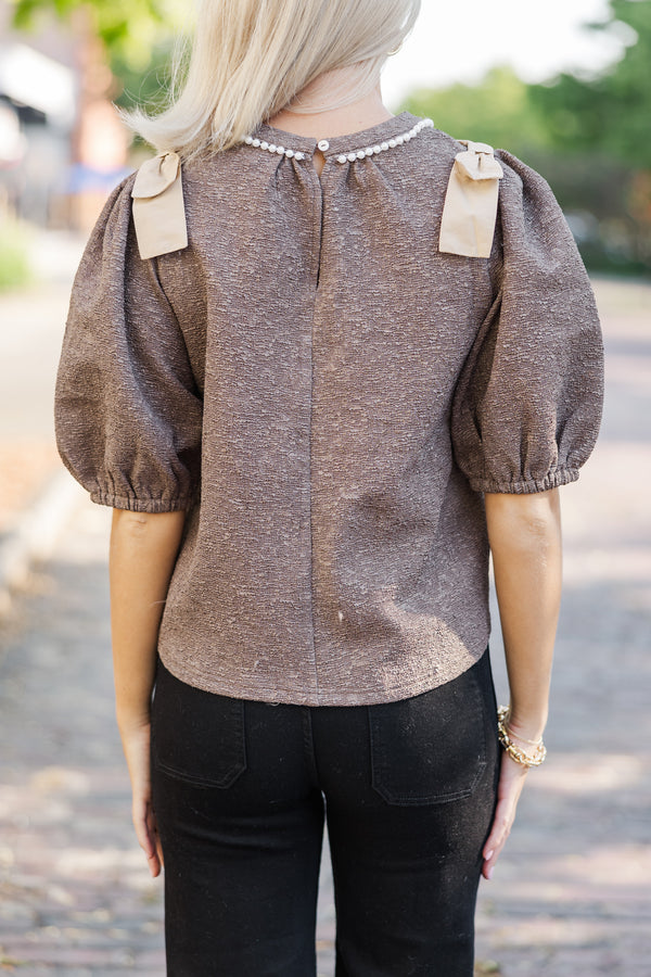 Best Of You Brown Tweed Blouse