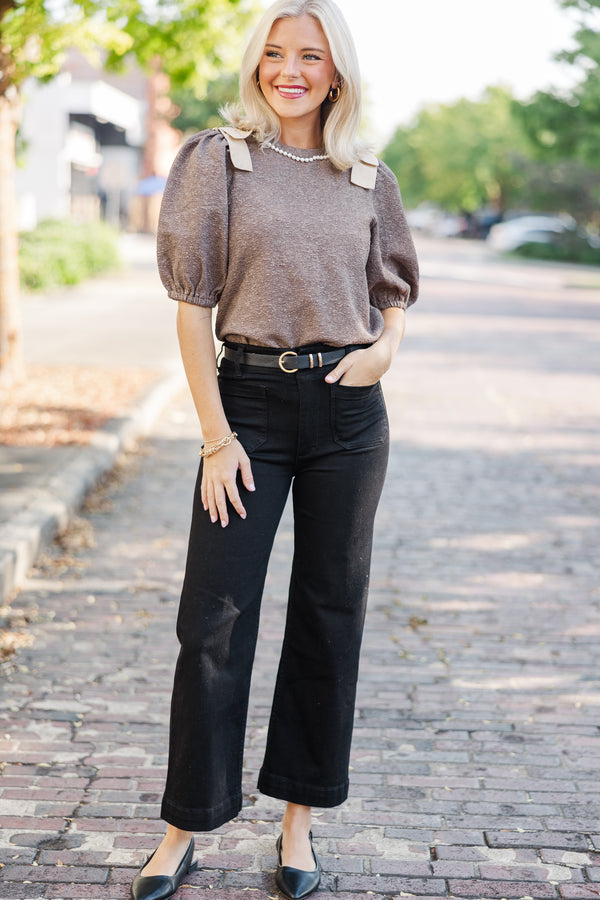 Best Of You Brown Tweed Blouse