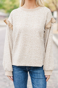 Take The Chance Taupe Leopard Blouse