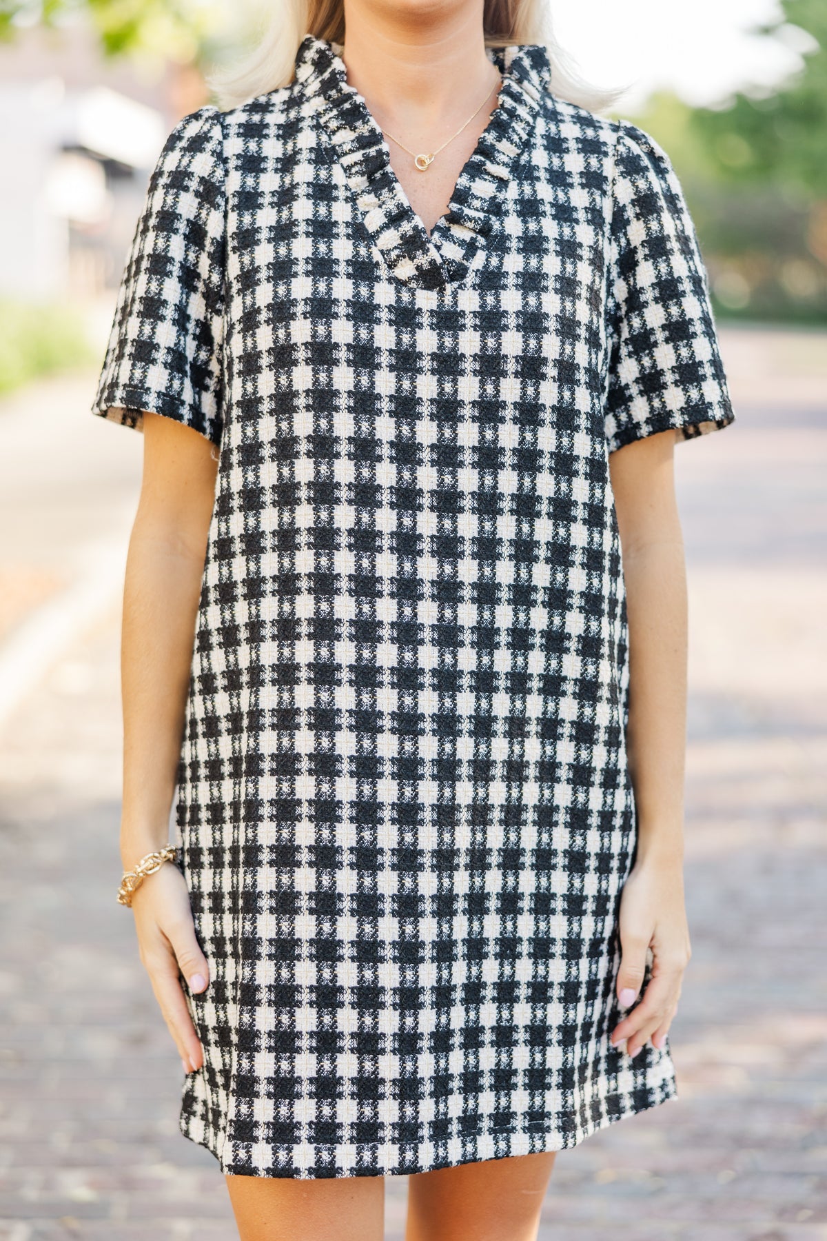 Black and White Tweed Dress