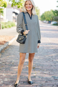 Live Your Life Black Striped Knit Dress