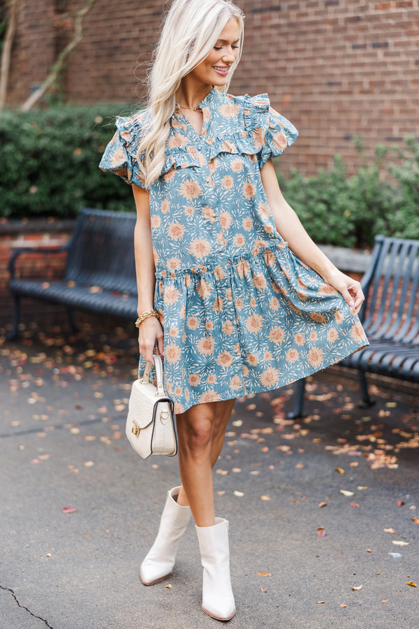 Bring It On Home Dusty Blue Floral Dress, Medium - The Mint Julep Boutique | Women's Boutique Clothing Bring It On Home Dusty Blue Floral Dress, Medium - The Mint Julep Boutique | Women's Boutique Clothing