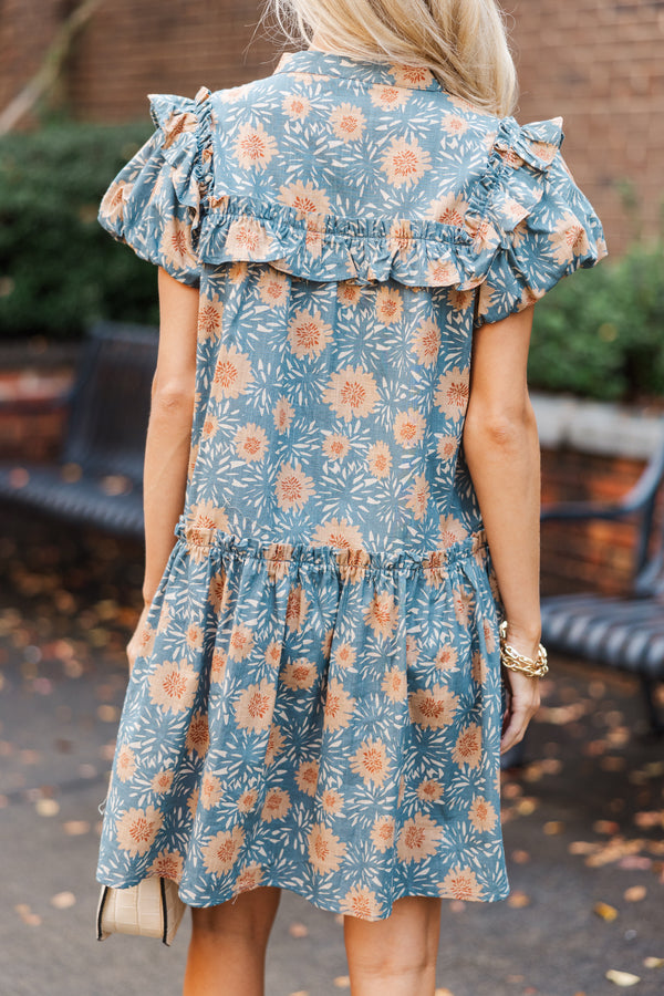 floral dusty blue dress Baltic Born Womens Kamila Tulle Maxi Dress | Dusty Blue Floral