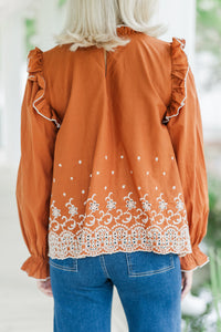 Feeling Appreciated Dark Amber Eyelet Blouse