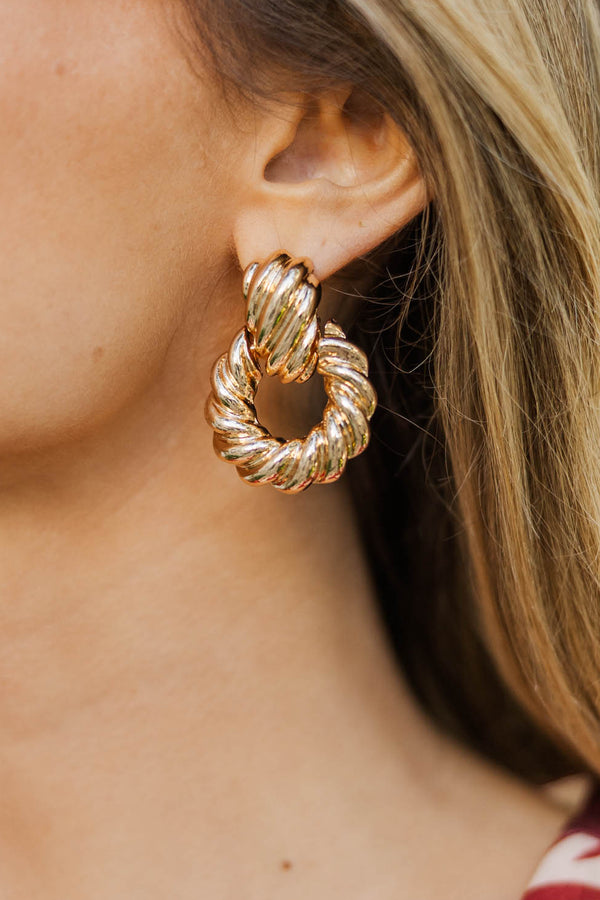 Take A Look Gold Door Knocker Earrings