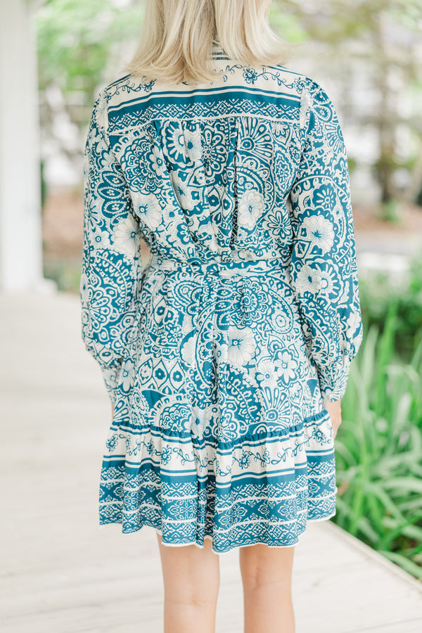 Sweet New Day Peacock Green Floral Dress