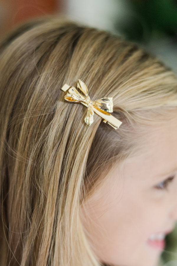 Girls: On Your Side Gold Bow Hair Clip