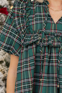 Happier Now Emerald Green Plaid Blouse