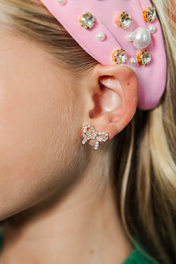 Girls: Second Nature Gold Bow Stud Earrings