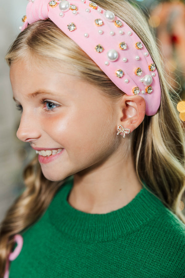 Girls: Second Nature Gold Bow Stud Earrings