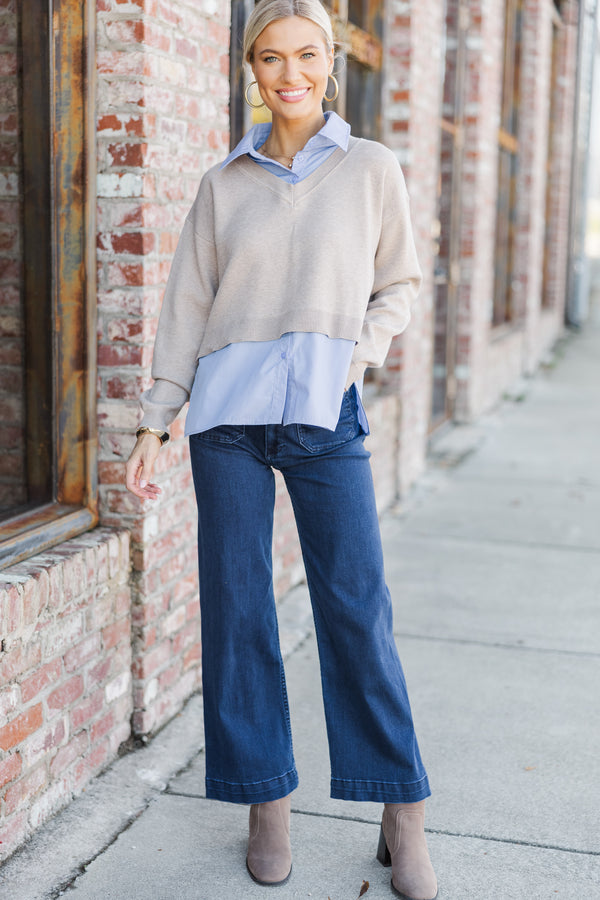 Unwritten Rules Taupe Layered Blouse