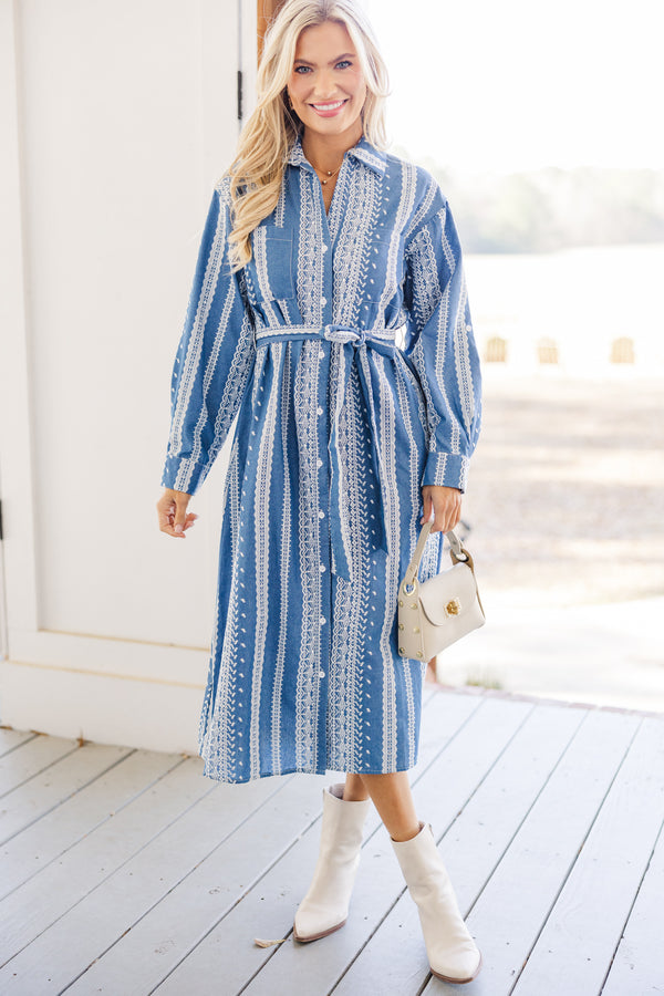 Feeling Confident Blue Embroidered Midi Dress Shop the Mint Feeling Confident Blue Embroidered Midi Dress Shop the Mint