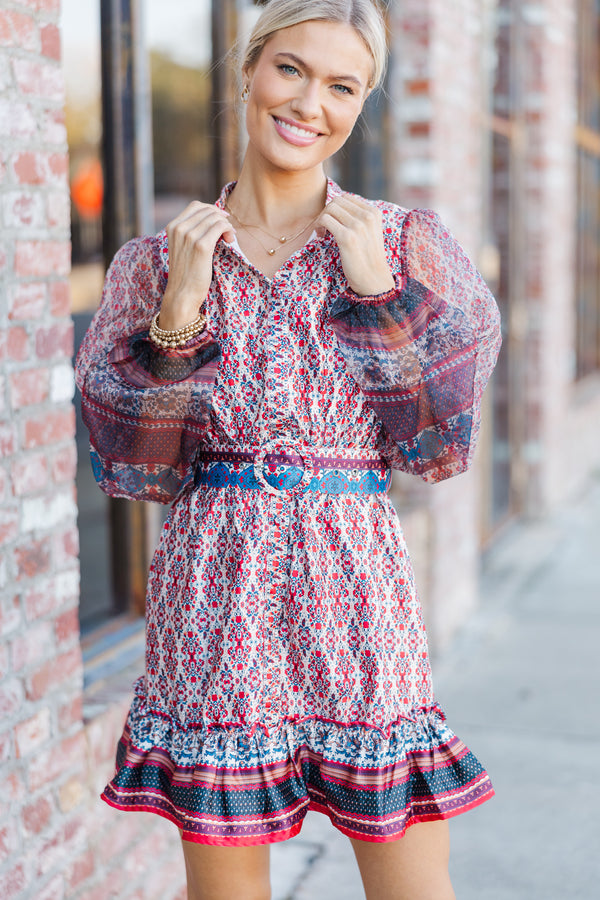 All Your Own Ivory Mixed Print Dress