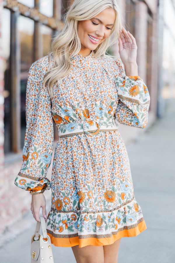 Learning To Love Beige Floral Dress