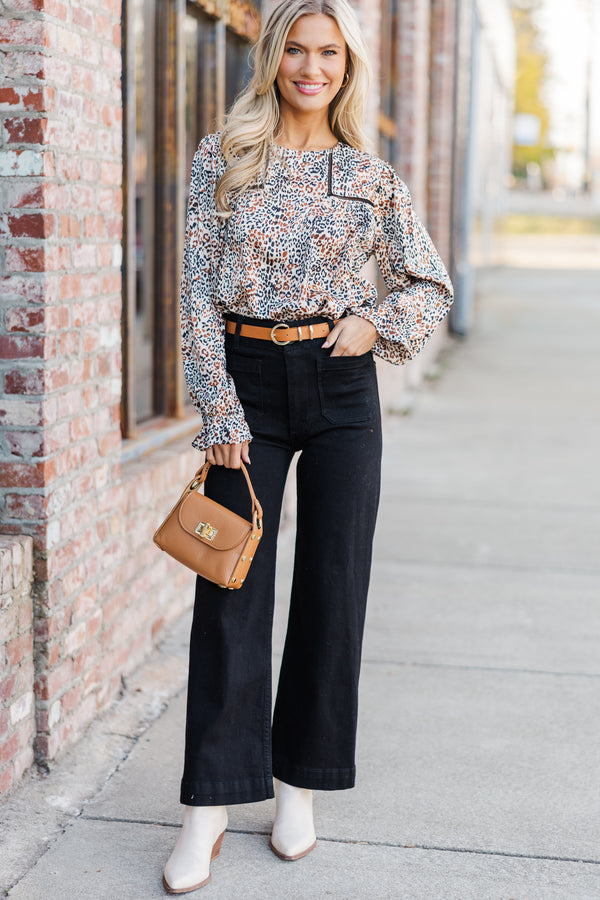 Look For You Ivory Leopard Blouse