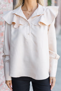 Take A Stand Champagne Ruffled Blouse