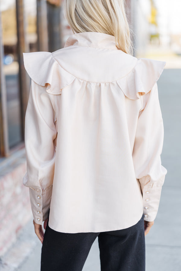 Take A Stand Champagne Ruffled Blouse