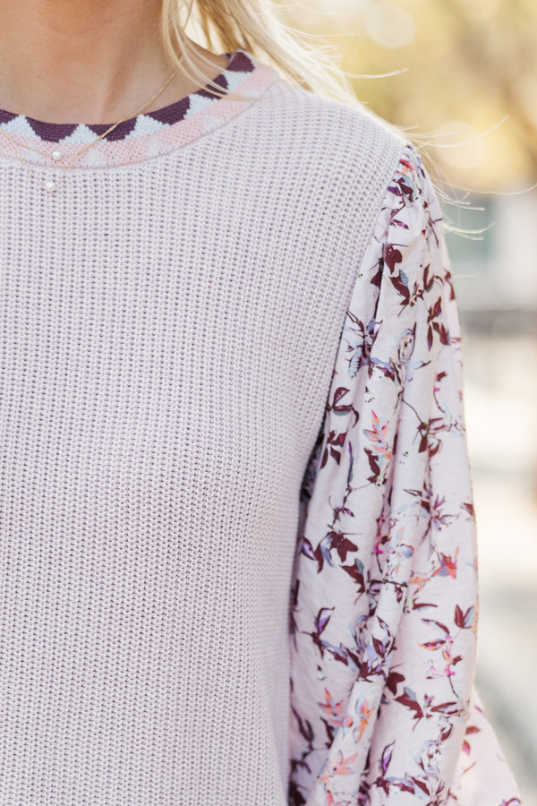 Don't Stop Me Now Mauve Pink Floral Sweater