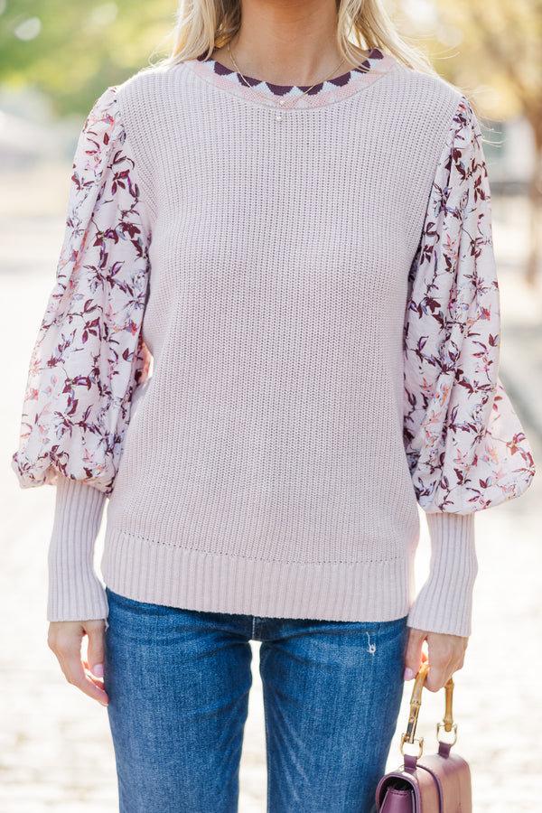 Don't Stop Me Now Mauve Pink Floral Sweater