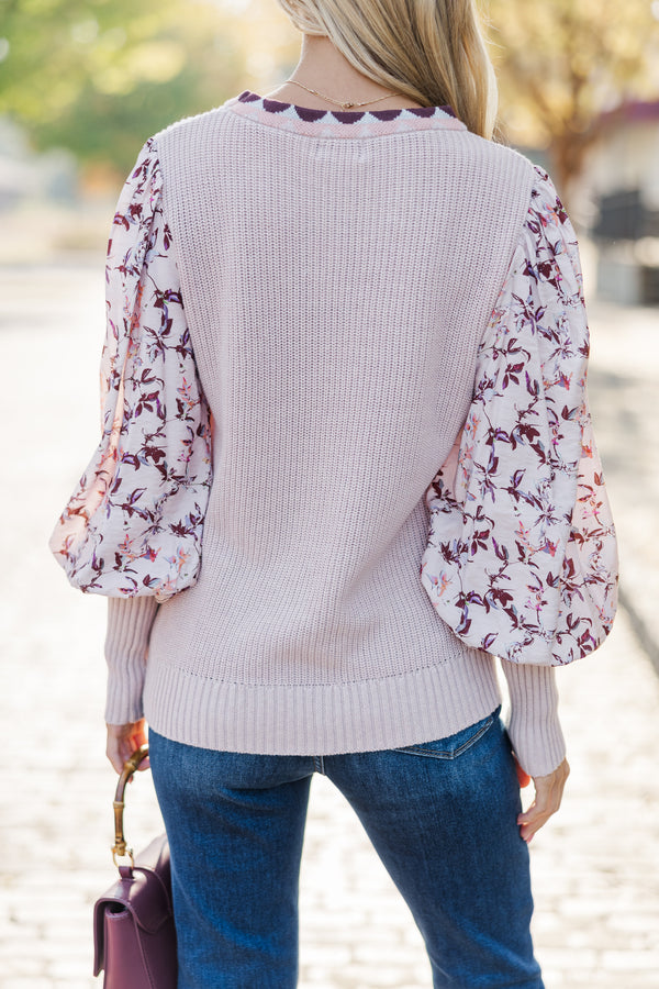 Don't Stop Me Now Mauve Pink Floral Sweater