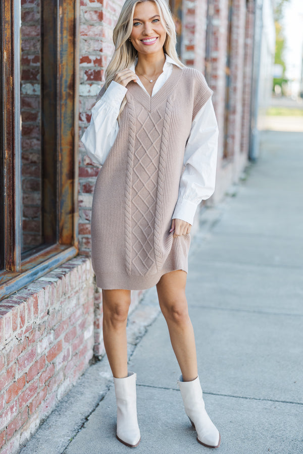 Lively Latte Textured Knit Dress