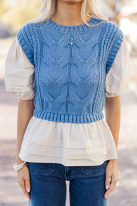 Say It All Denim Blue Layered Blouse