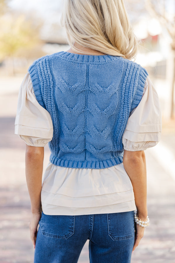 Say It All Denim Blue Layered Blouse