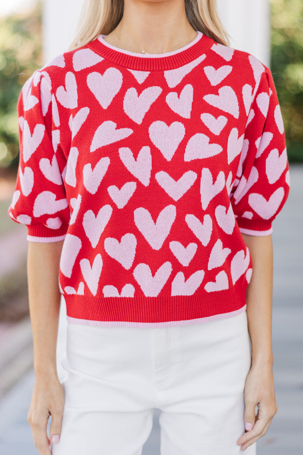 Need To Know Red & Pink Heart Sweater