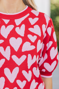 Need To Know Red & Pink Heart Sweater