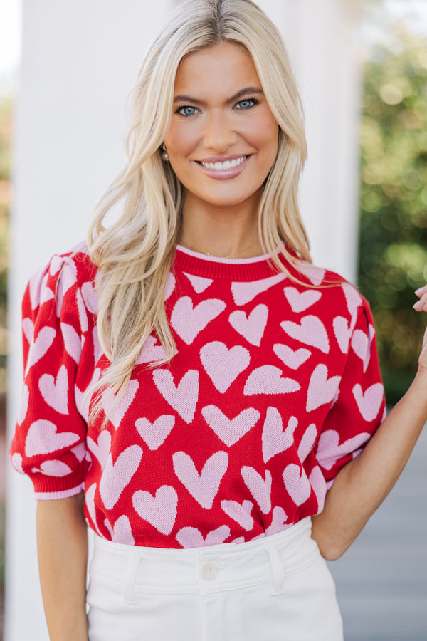 Need To Know Red & Pink Heart Sweater