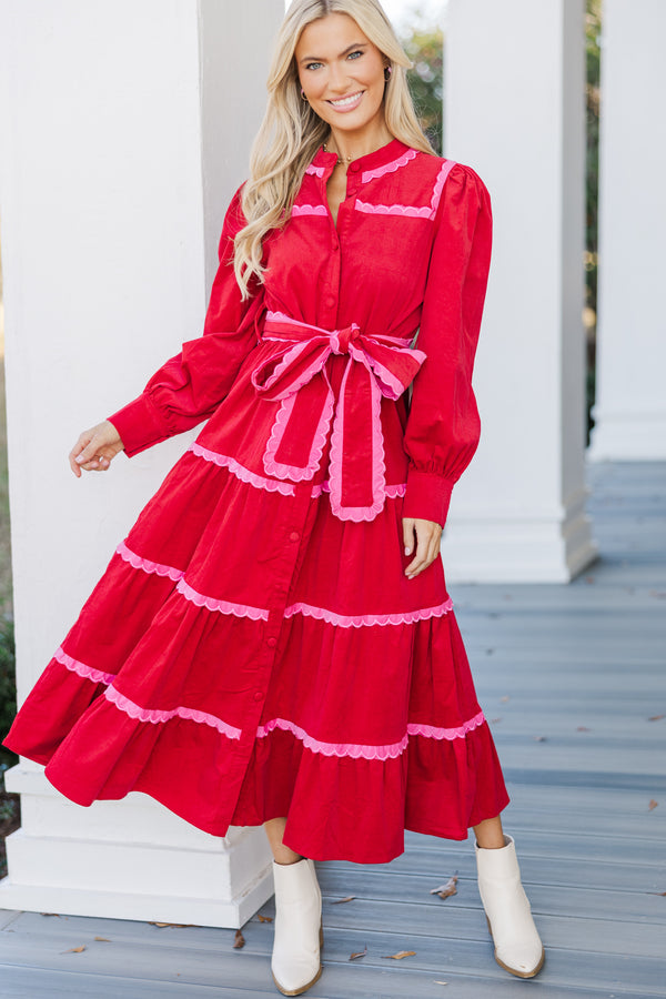 So In Love Red Scalloped Midi Dress Shop the Mint So In Love Red Scalloped Midi Dress Shop the Mint