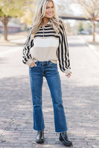 What You Need Taupe Striped Sweater