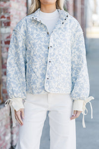 Just So You Light Blue Floral Quilted Jacket