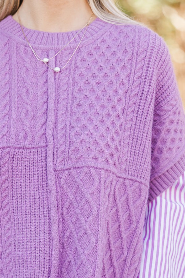 Call On Me Orchid Purple Striped Sweater