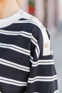 Stay Consistent Black Striped Top