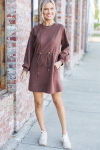 Season Of Love Espresso Brown Drawstring Dress