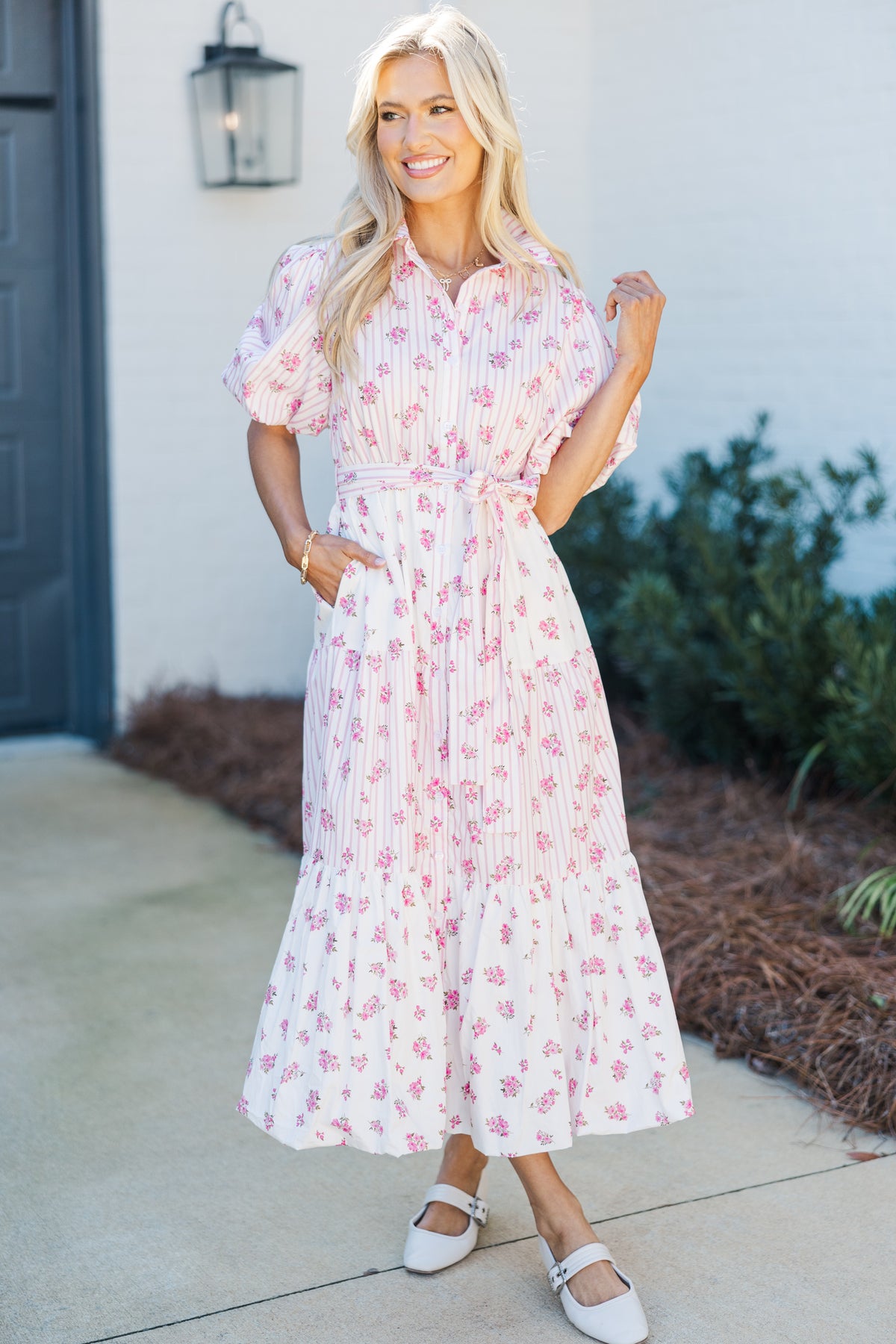 The Only One Pink Striped Midi Dress – Shop the Mint