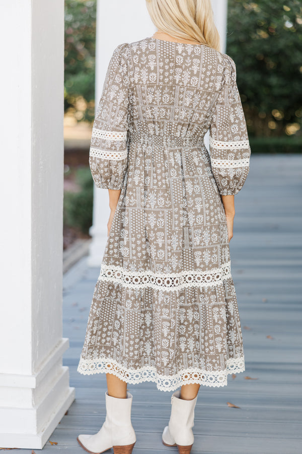 More To It Mocha Brown Floral Midi Dress Shop the Mint More To It Mocha Brown Floral Midi Dress Shop the Mint