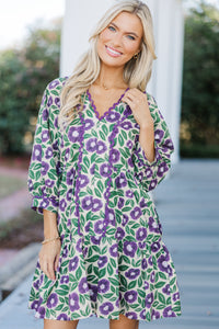 All For The Best Purple Floral Dress