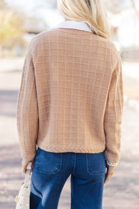 Timeless Treasures Camel Brown Textured Cardigan