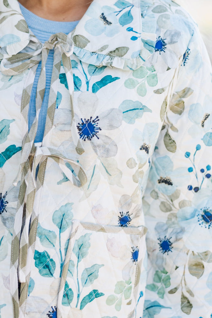 Blue Floral Quilted Jacket main image 0