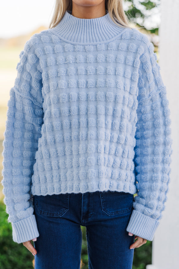 Put It All Together Light Blue Textured Sweater