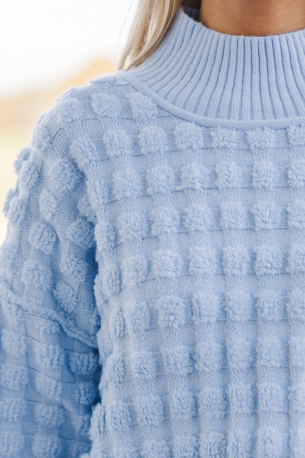 Put It All Together Light Blue Textured Sweater